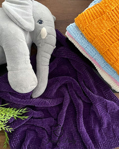 Hand Knitted Baby Blanket - PURPLE