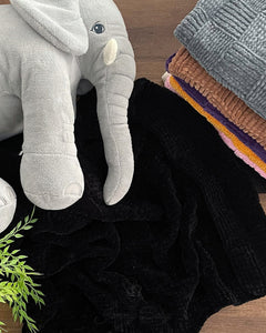 Hand Knitted Baby Blanket - BLACK