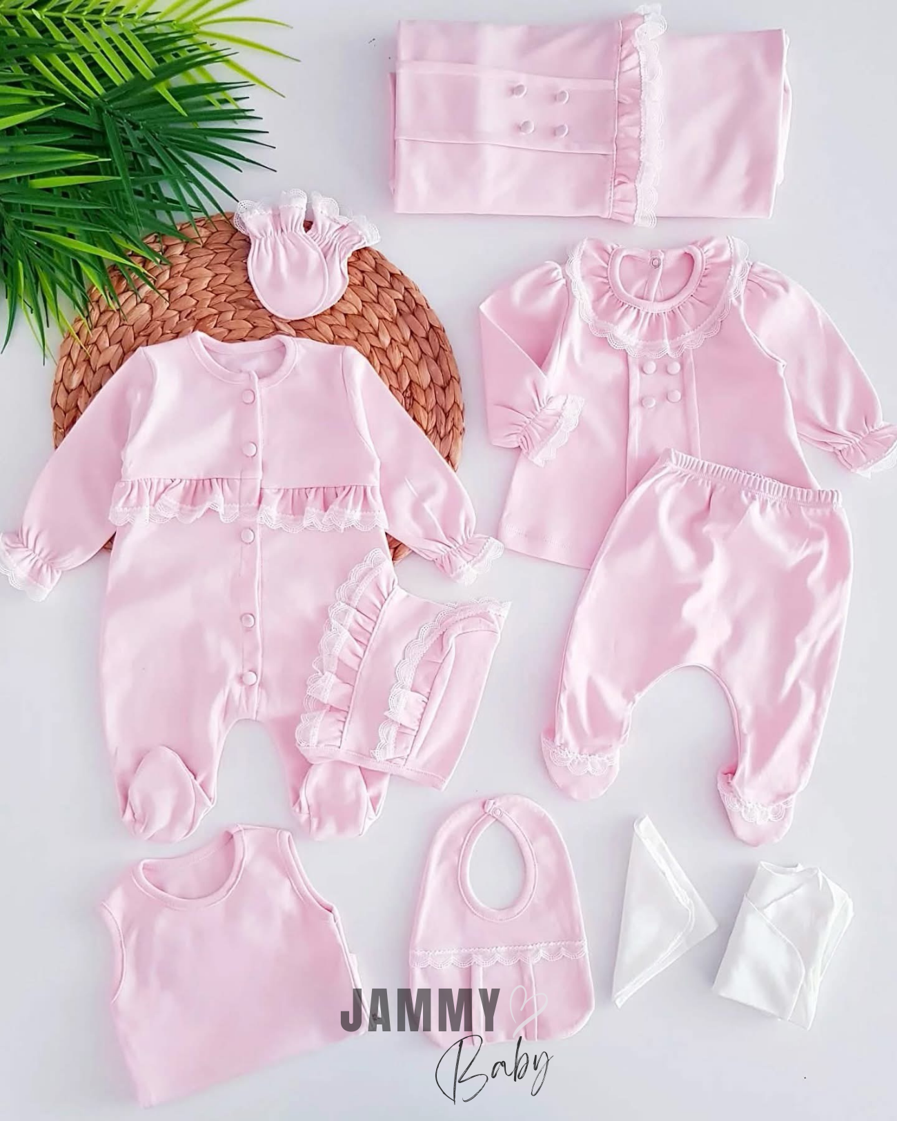Elegant Lace 10 Piece Newborn Set-PINK
