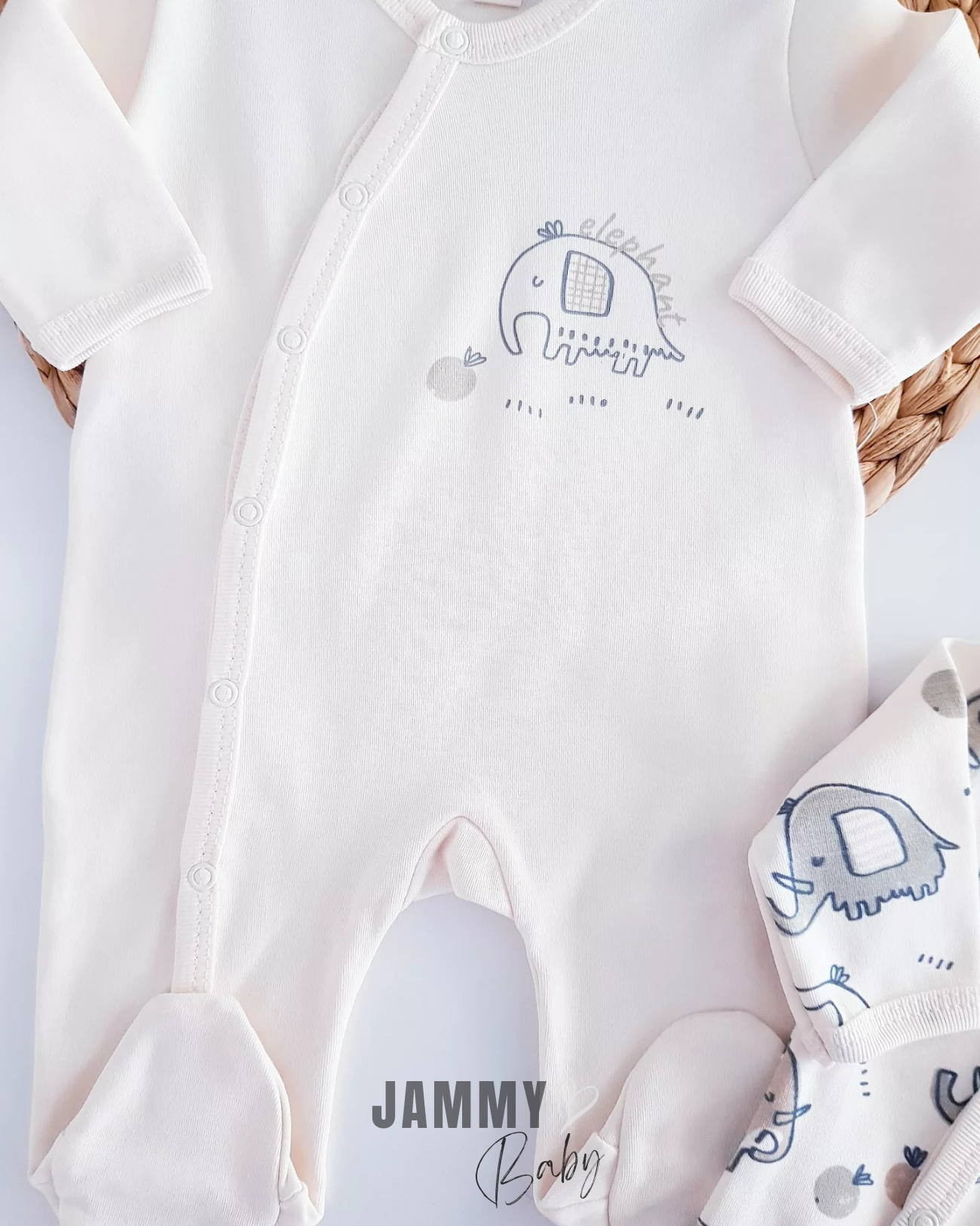 Olifant 2 Jumpsuits & 2 Hoeden Set - CRÈME