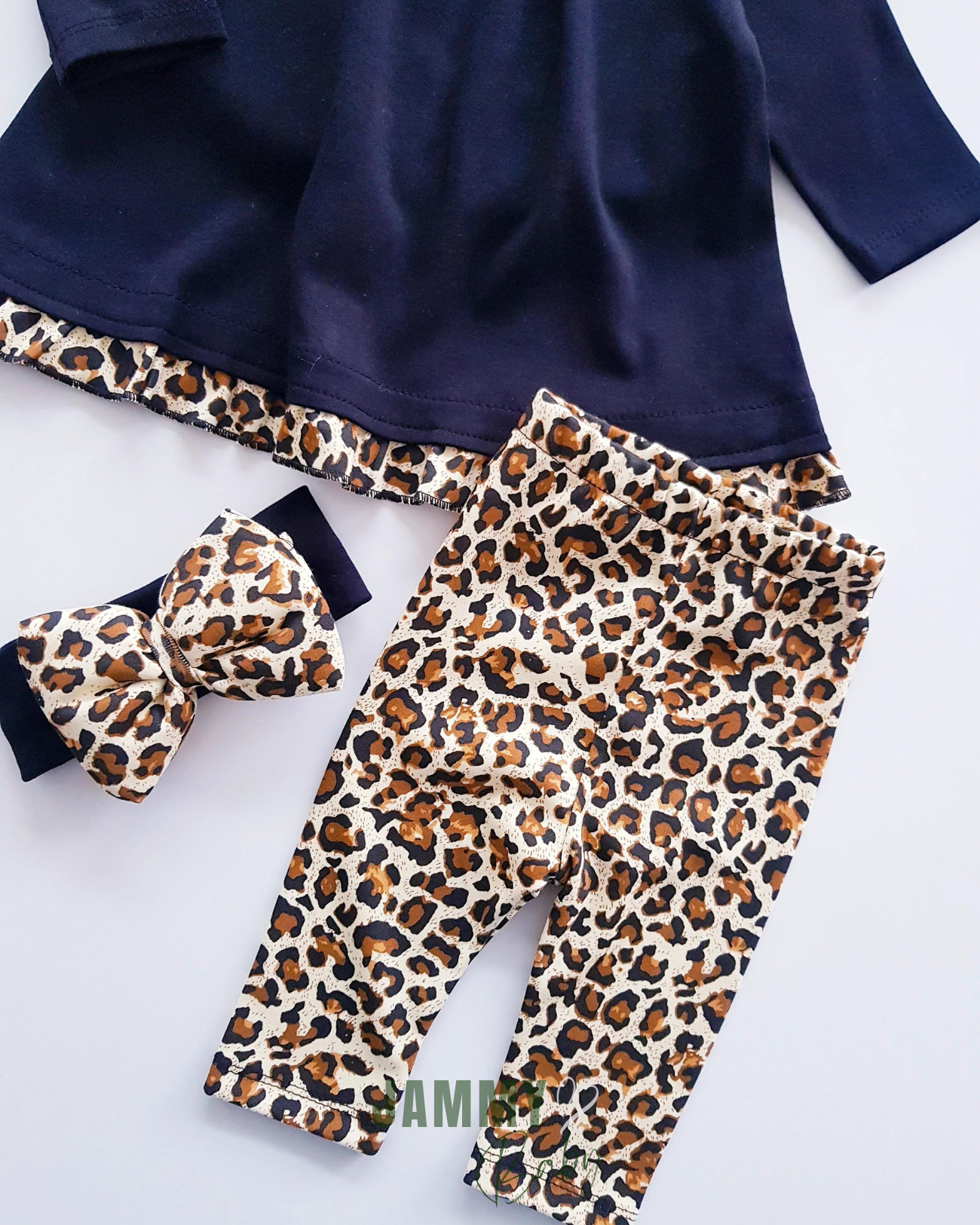 Eliza Leopard Fluffy Bandana Set-ZWART