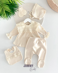 Elizabeth 5 Piece Newborn Set-CREAM