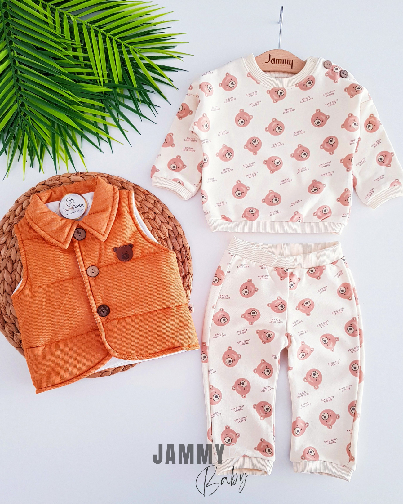 Enjoy Days Puffer Vest 3-delige set-ORANJE