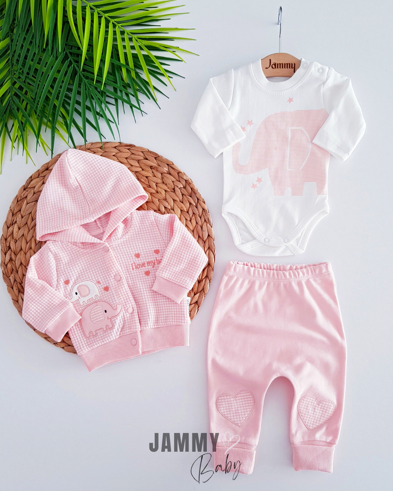 Olifant geborduurd Gingham Cardigan Set-ZALM