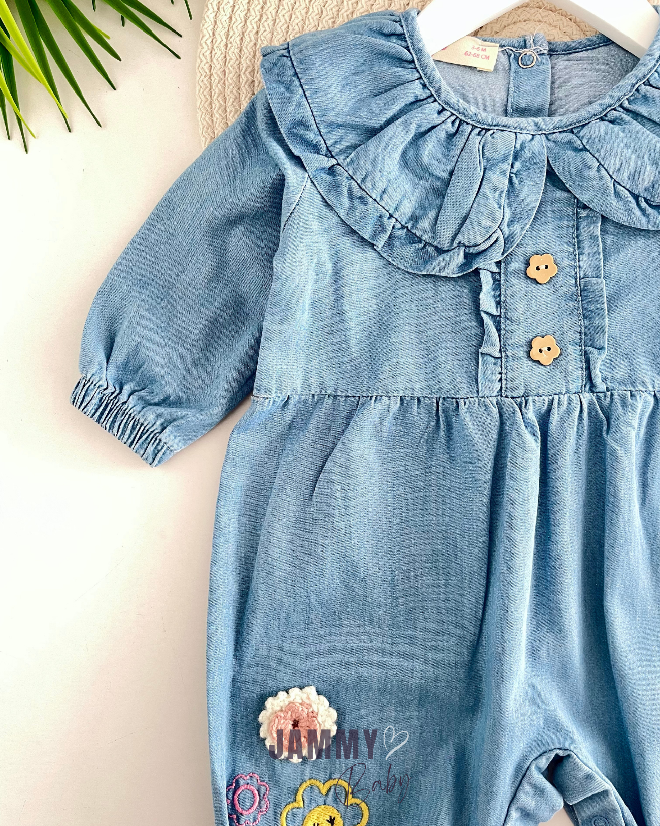 Filia Floral Embroidered Denim Jumpsuit-DENIM