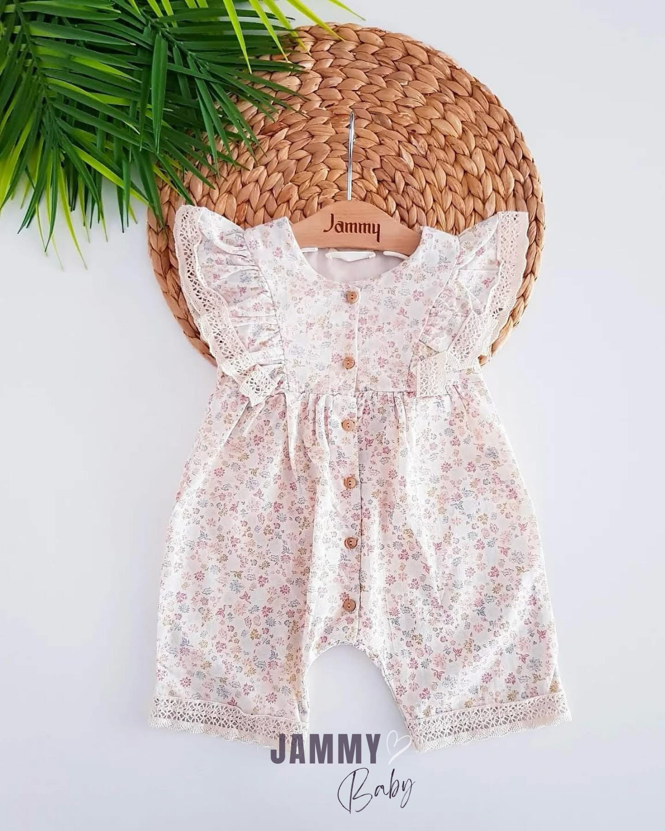 Fiolina Crispy Floral Patterned Barbatos Jumpsuit-CREAM