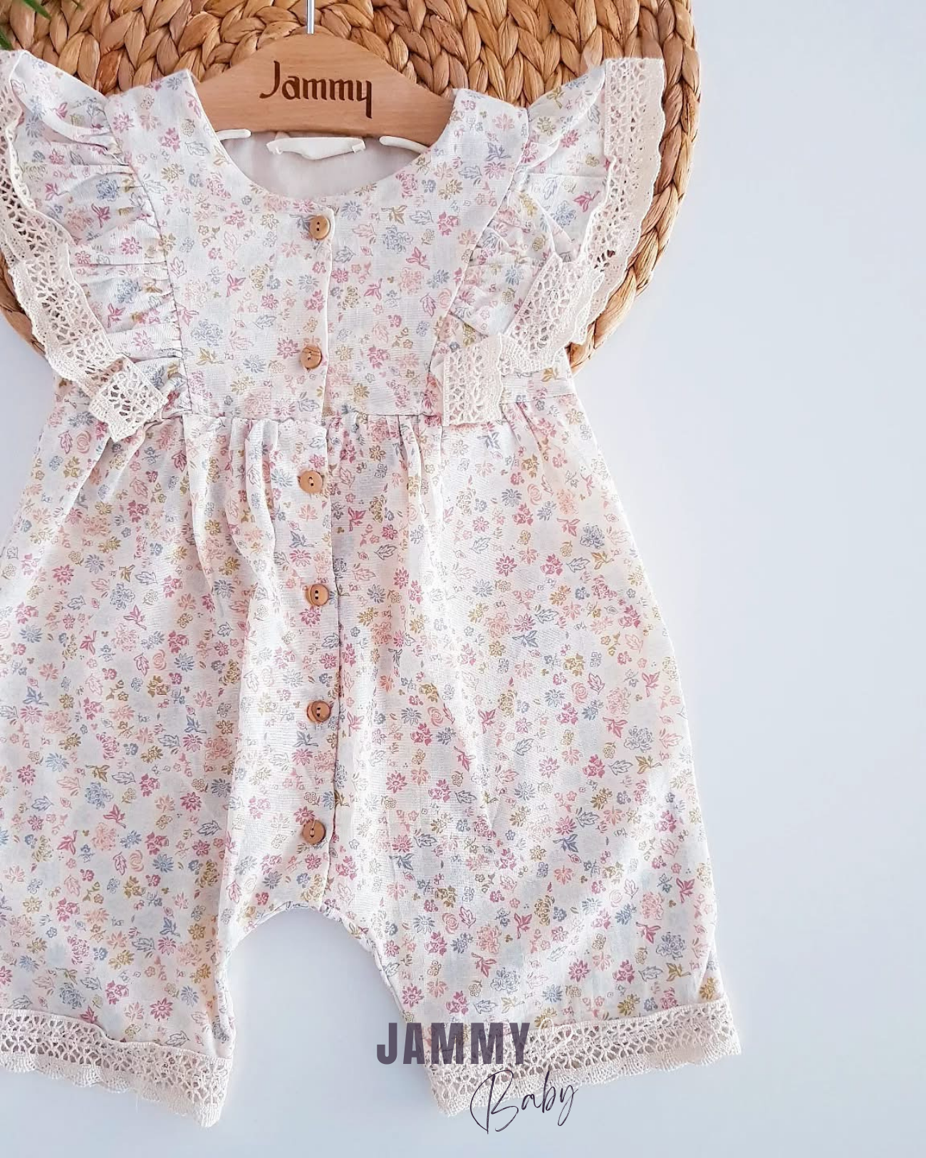 Fiolina Crispy Floral Patterned Barbatos Jumpsuit-CREAM