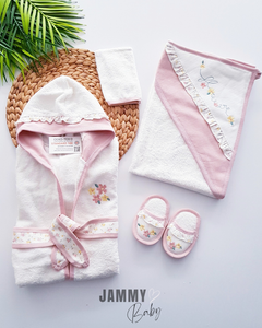 Flowers 4 Piece Bathrobe Set-ROSE