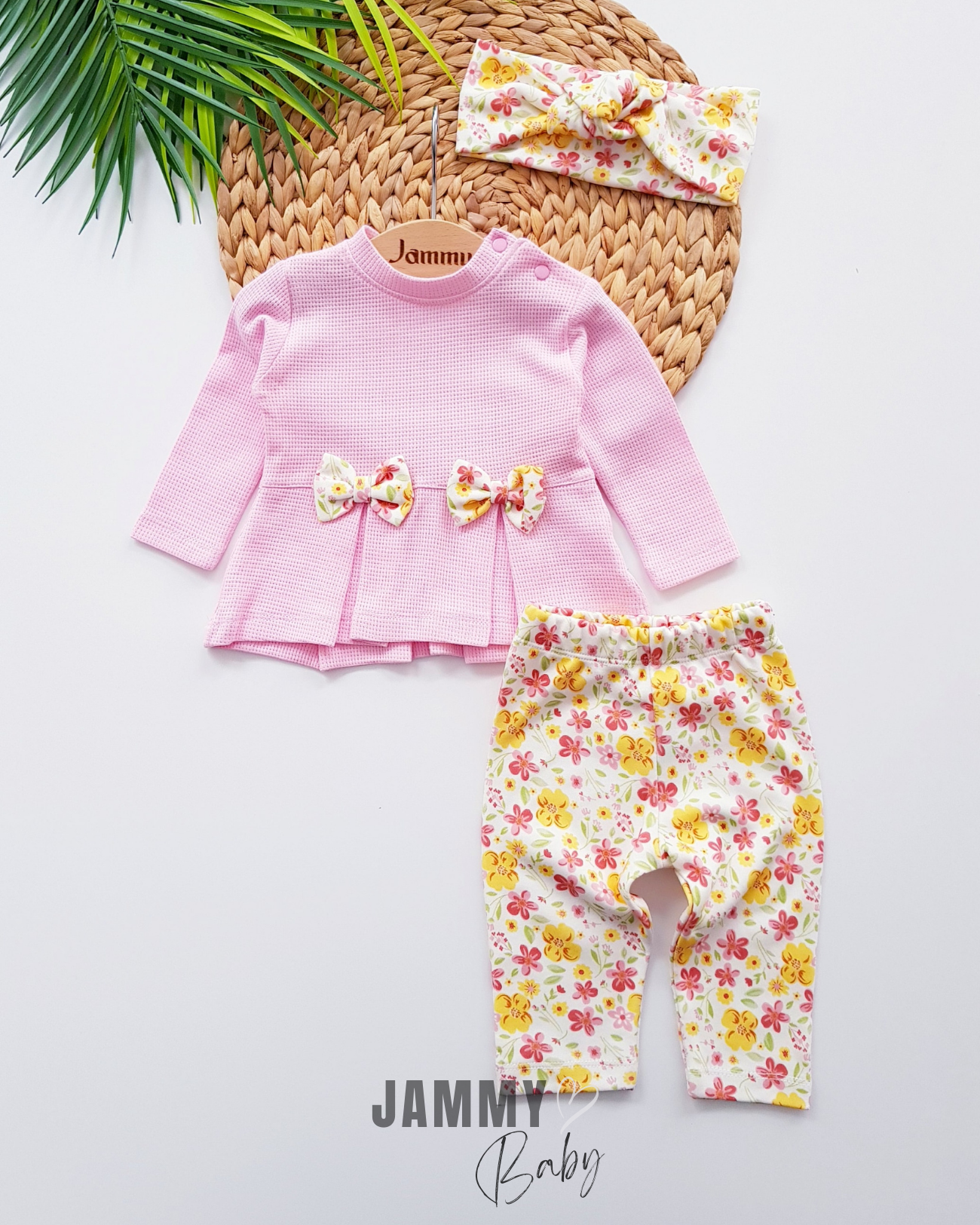 Seasonal Waffle Set with Flowers Bow - PINK