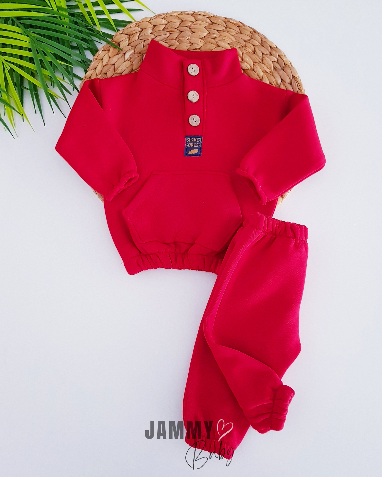 Forest Stand Collar 3 Thread Raised Suit-RED