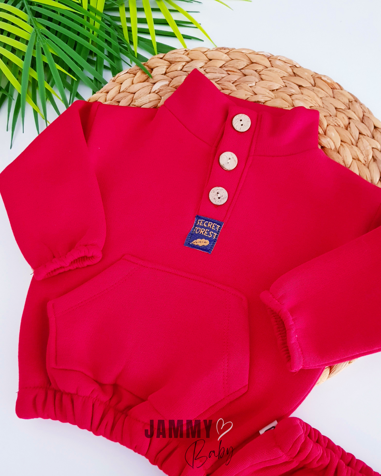 Forest Stand Collar 3 Thread Raised Suit-RED