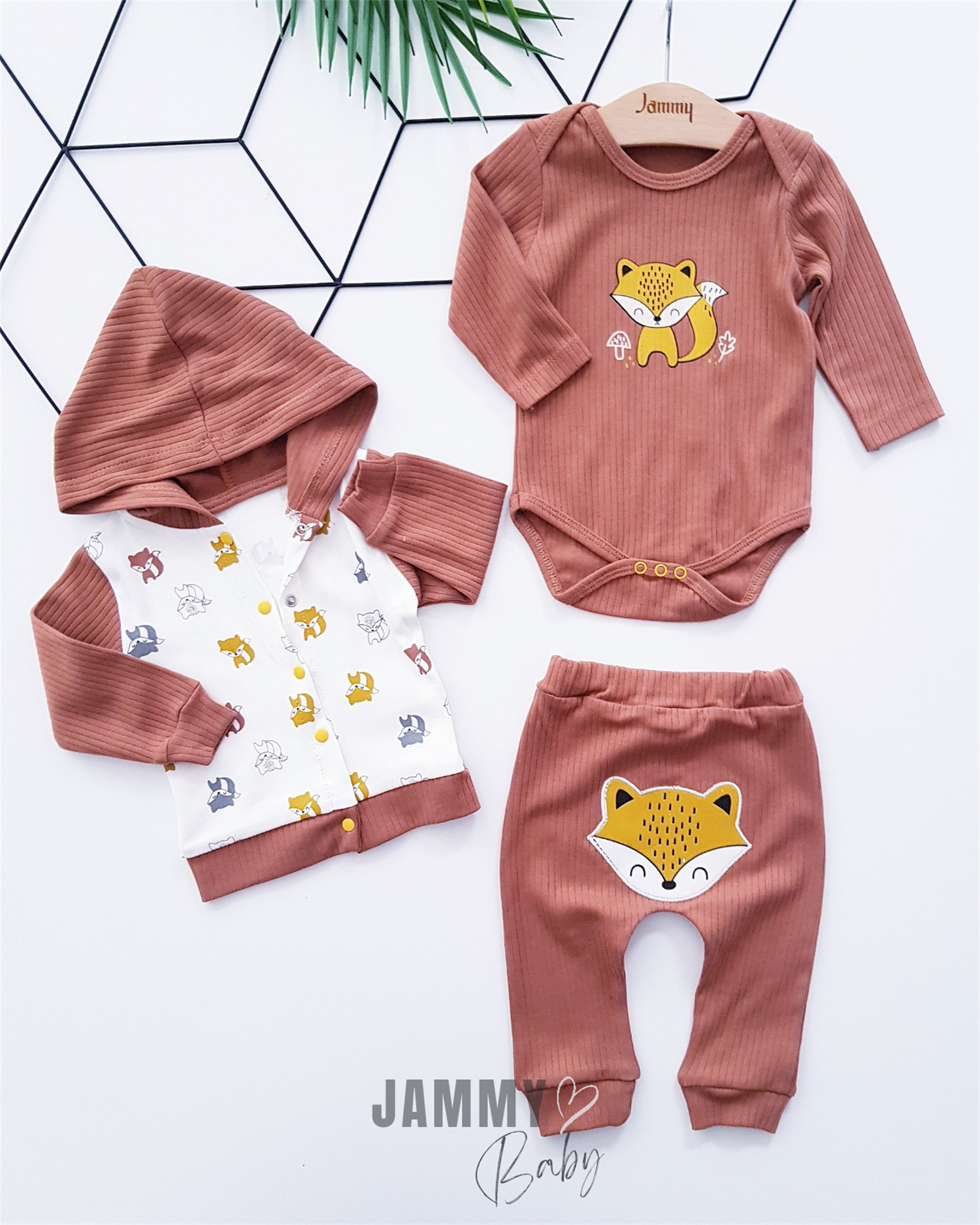 Fox Figured Vest 3-delige set-BRUIN