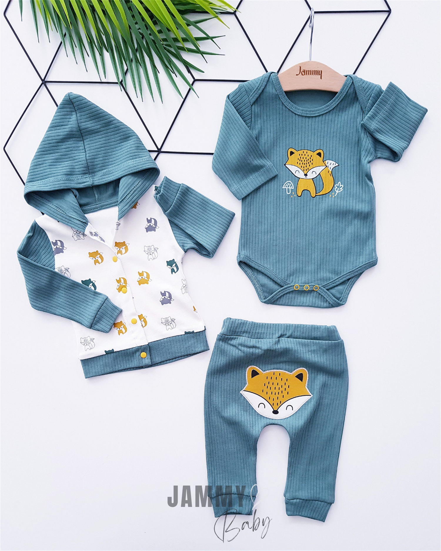 Fox Figured Cardigan 3-delige set-GROEN