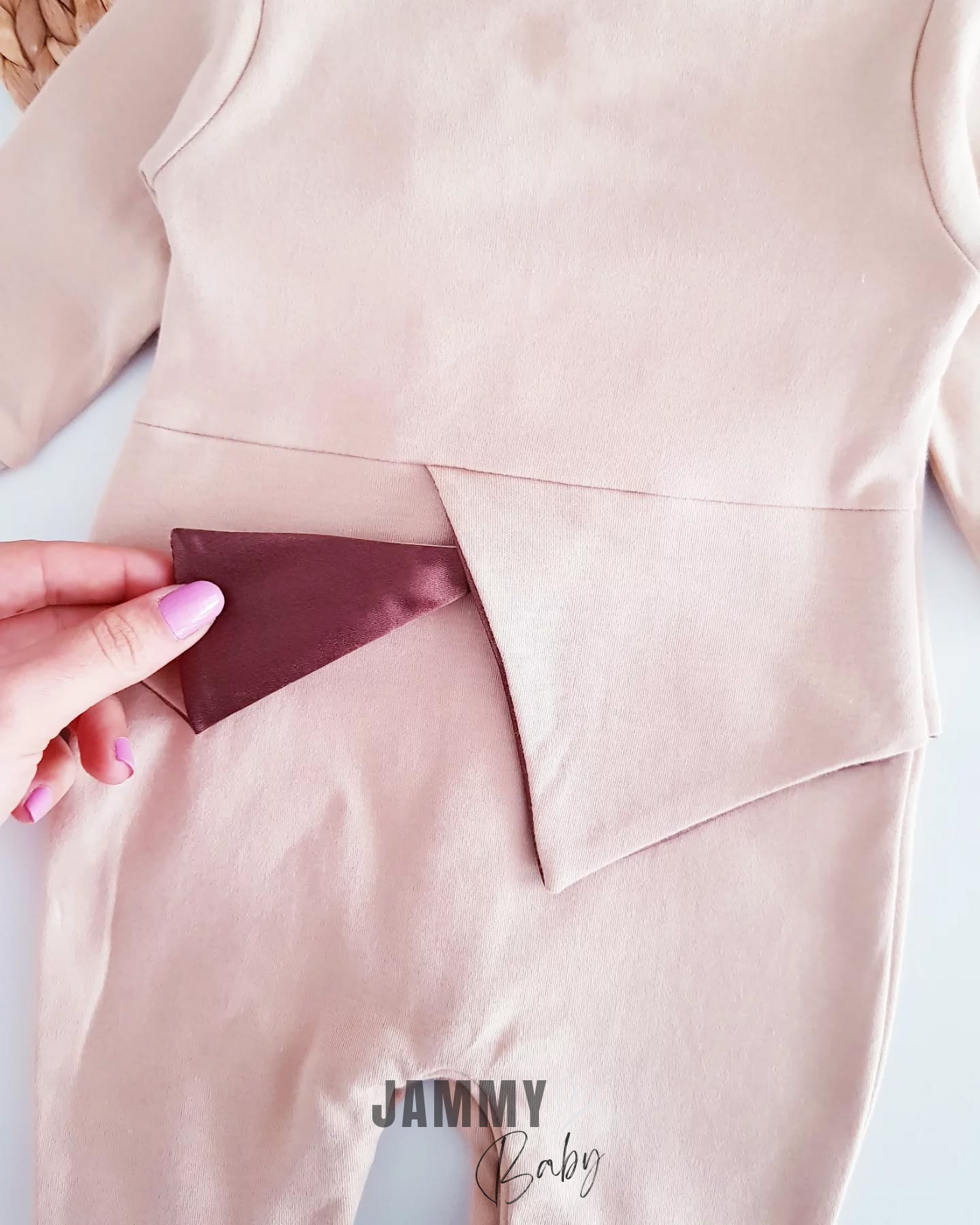 Frag satijnen tailleband strik seizoensgebonden jumpsuit-MILK COFFEE