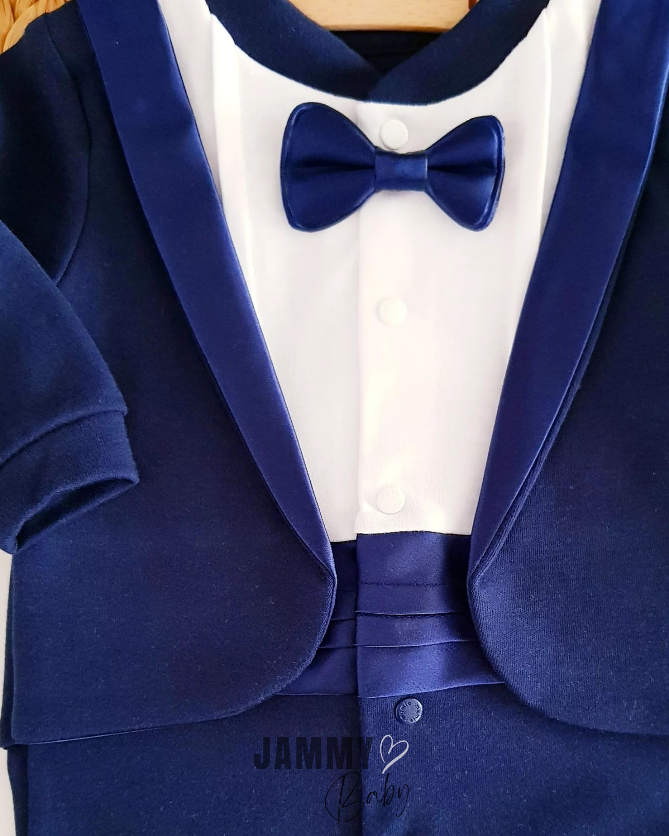 Frag satijnen tailleband strik seizoensgebonden jumpsuit-marineblauw
