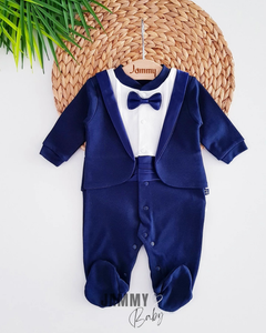 Frag Satin Taillengürtel Fliege Saisonaler Jumpsuit-Marineblau