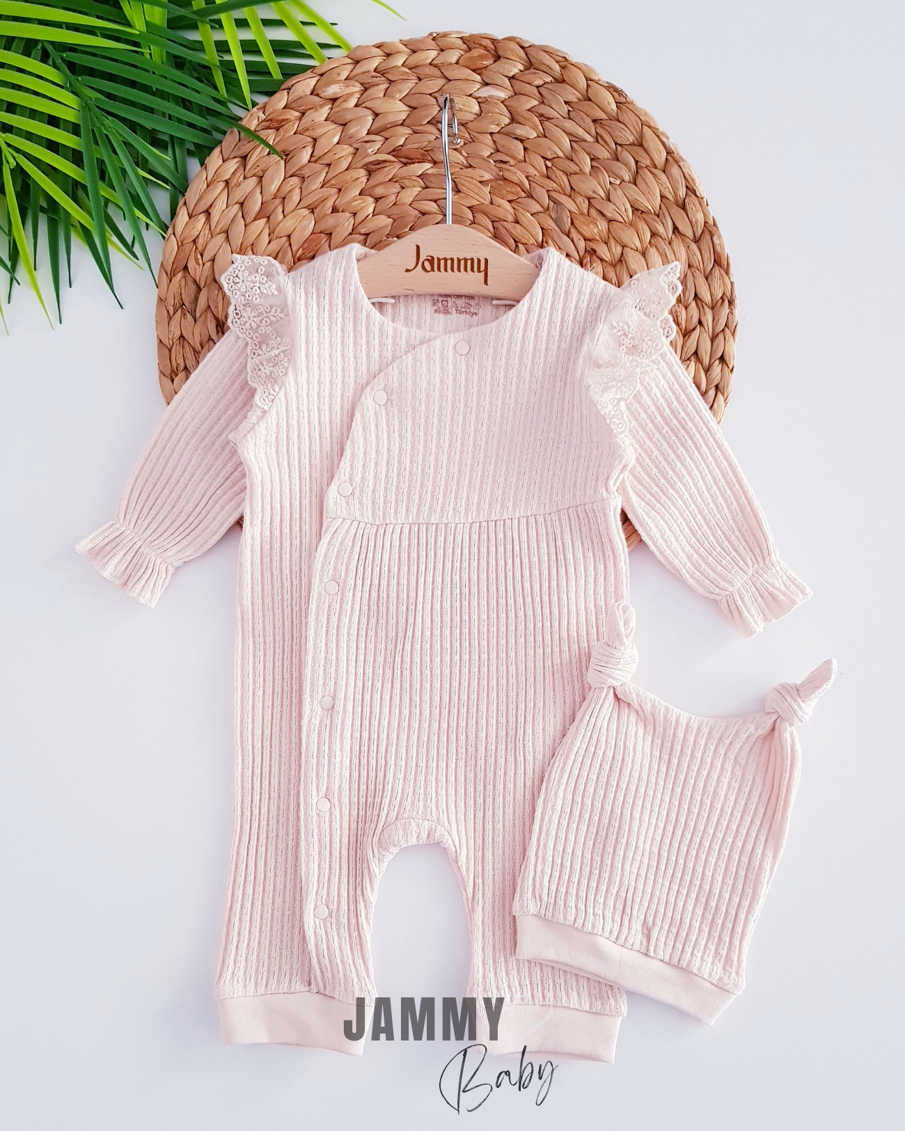 Freya Omuz Dantel Şapka Tulum Takımı-BEIGE