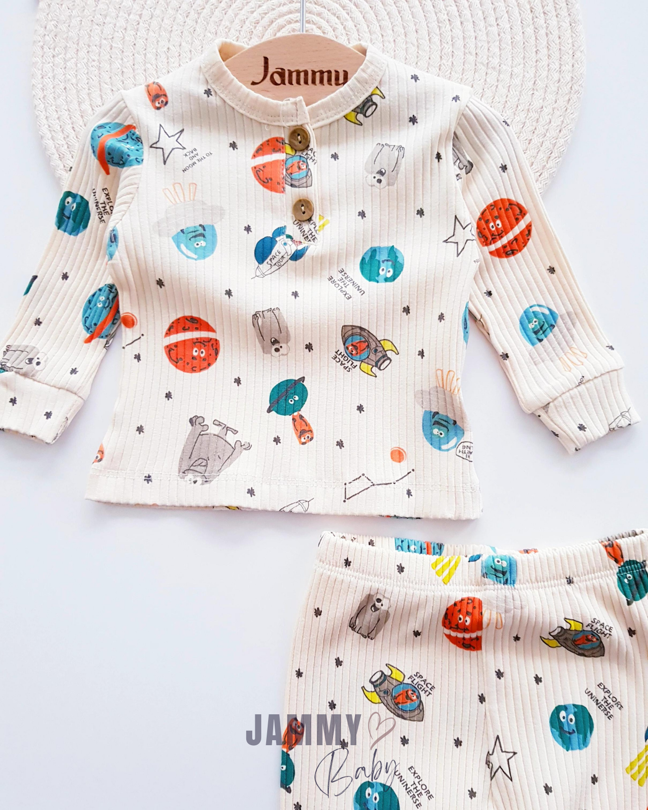 Planet Themed Camisole Set of 2-CREAM