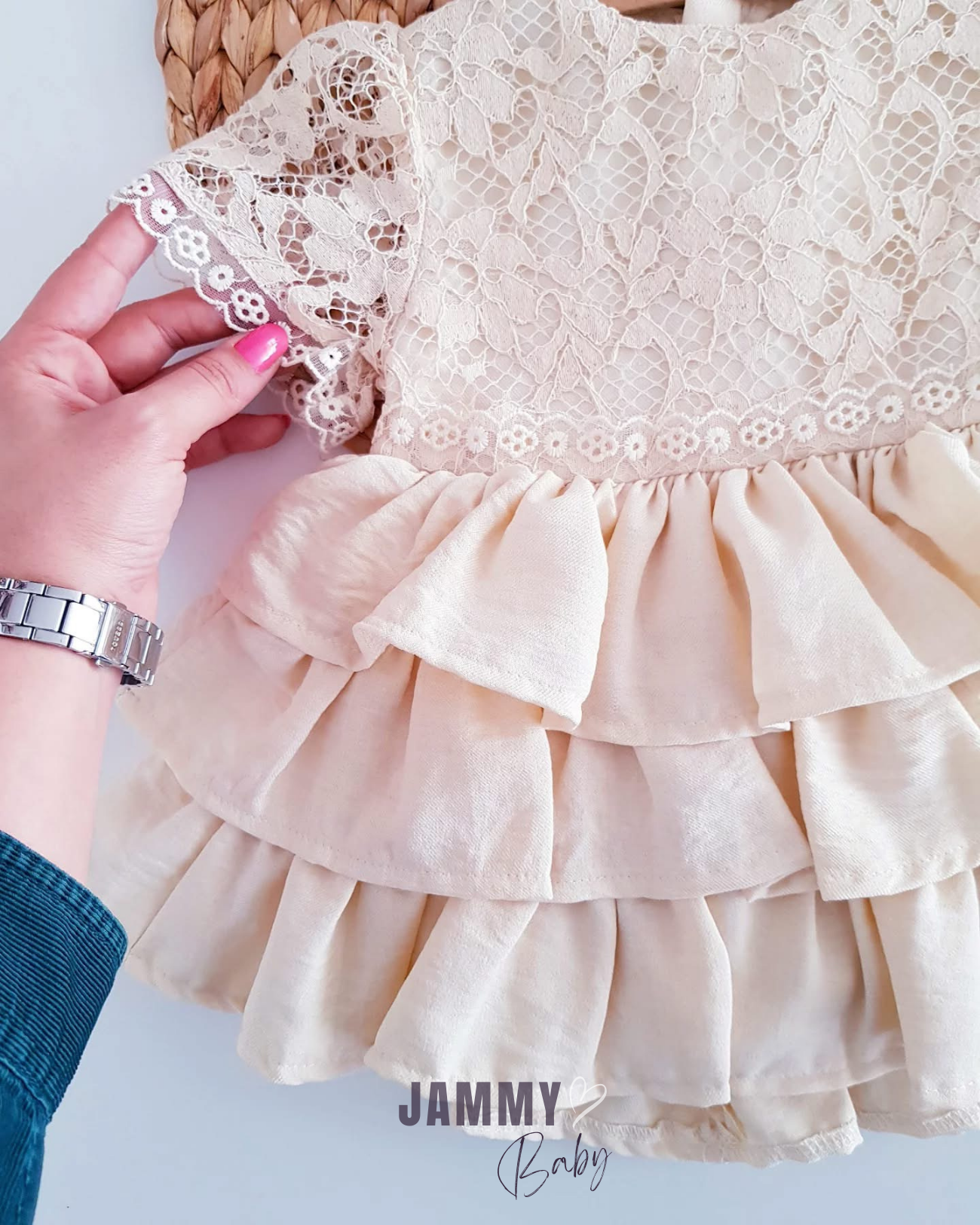 Gisella gelaagde rok met kanten details - crème