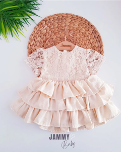 Gisella Layered Skirt Lace Detailed Dress-CREAM