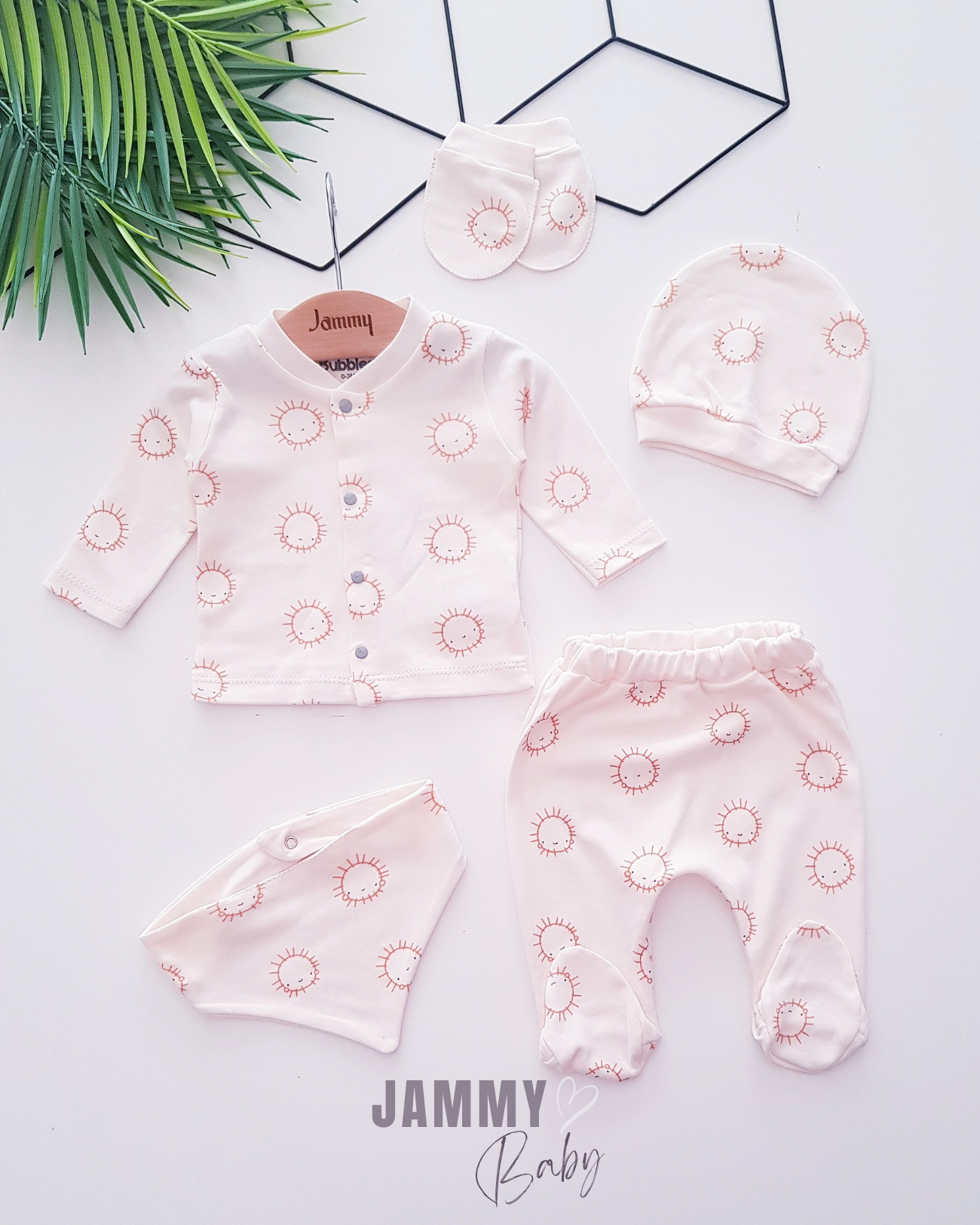 Sun Themed 5 Piece Newborn Set-CREAM