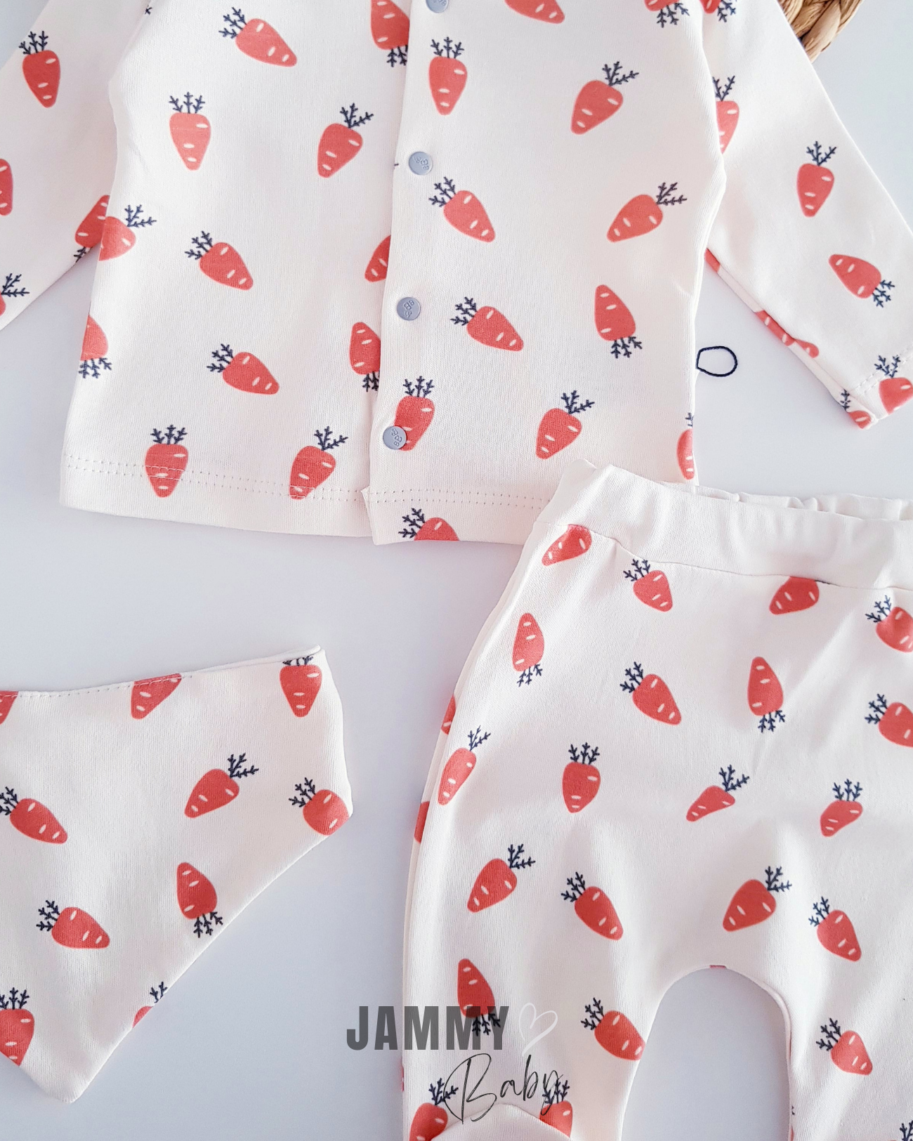 5-delige newbornset met wortelthema - CRÈME