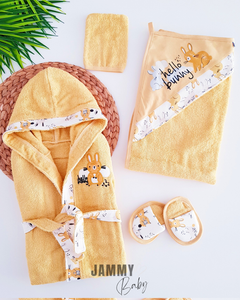 Hello Bunny 4 Piece Bathrobe Set-MUSTARD