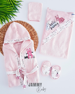 Hello Bunny 4 Piece Bathrobe Set-POWDER