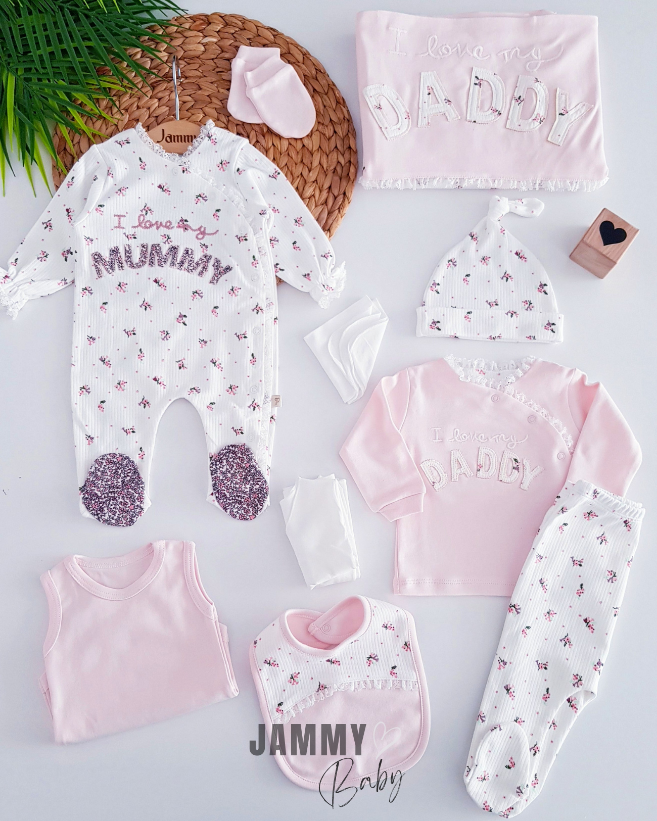 I Love Mummy & Daddy 10-teiliges Neugeborenen-Set, Lachs