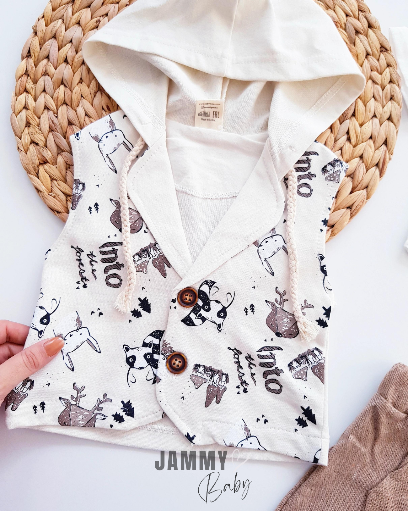 Into Forest Vest Linen 3 Piece Set-BEIGE