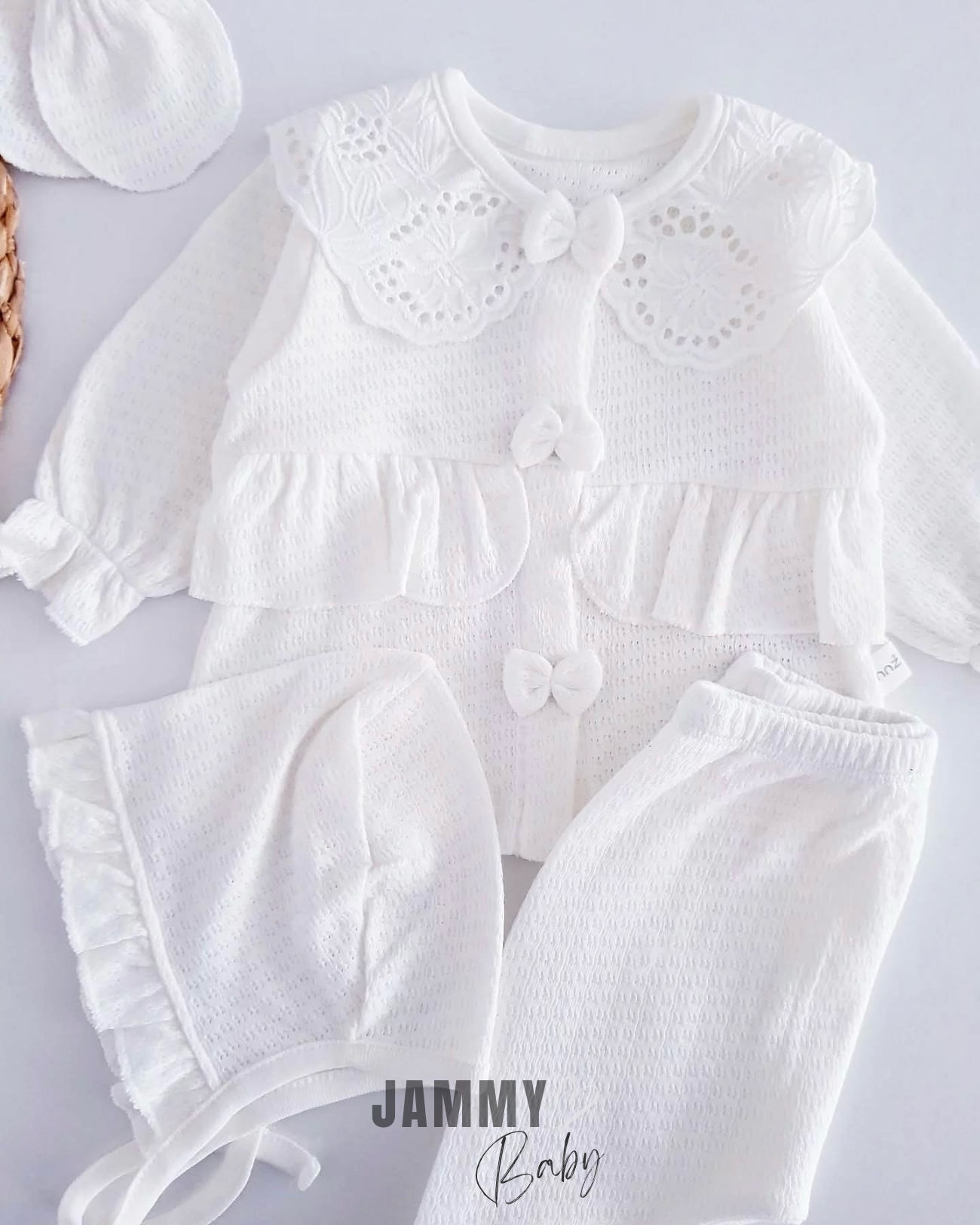 İsabella Jacquard Sommer 10-teiliges Neugeborenen-Set-WEISS
