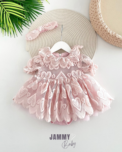 Jessica Kalp Desenli Kısakol Bodysuit Elbise-PUDRA