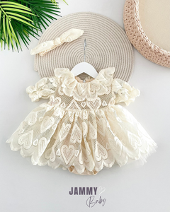 Jessica Kalp Desenli Kısakol Bodysuit Elbise-KREM