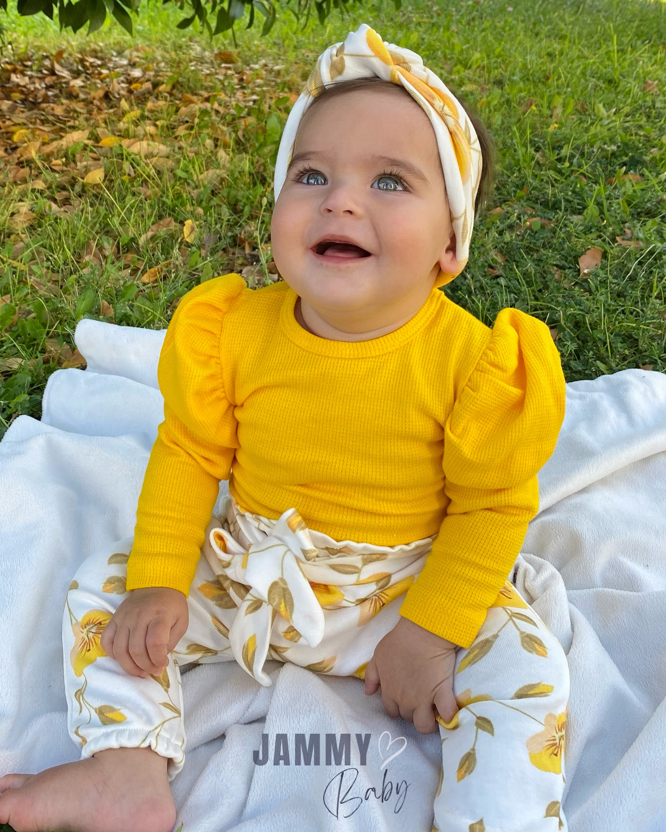 Juana Floral Design Balloon Sleeve Set-YELLOW