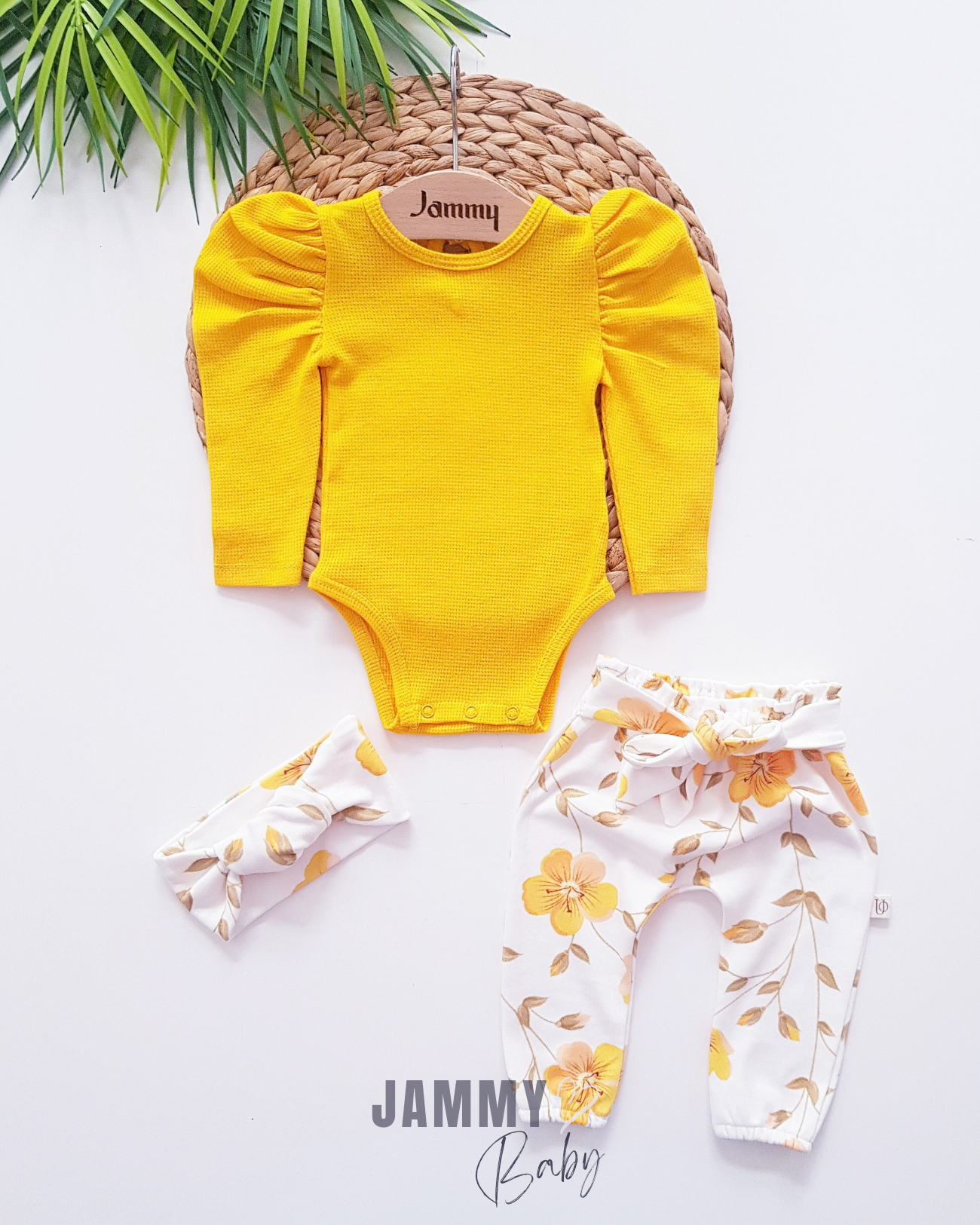 Juana Floral Design Balloon Sleeve Set-YELLOW