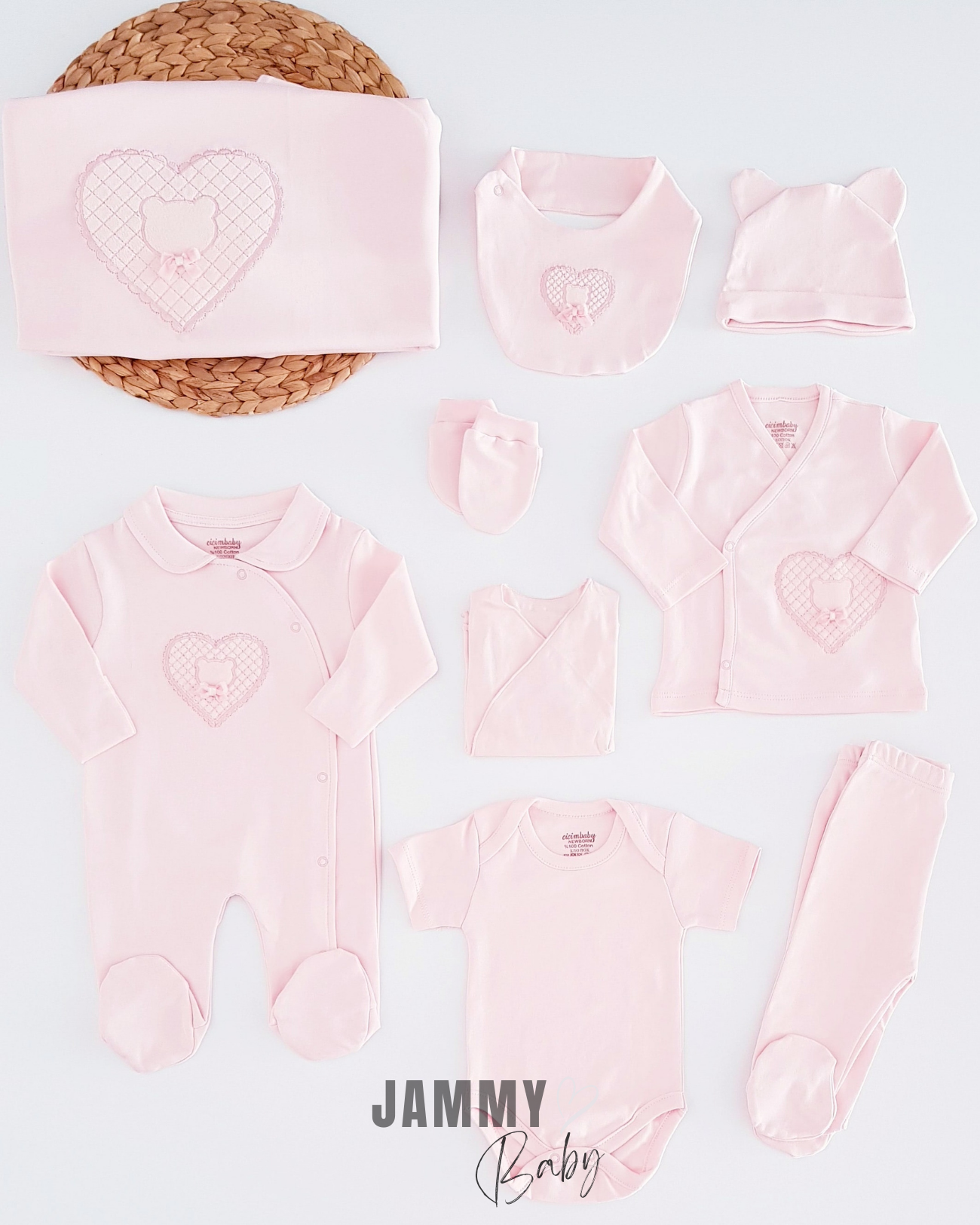Hart Teddybeer Newborn Set-POEDER