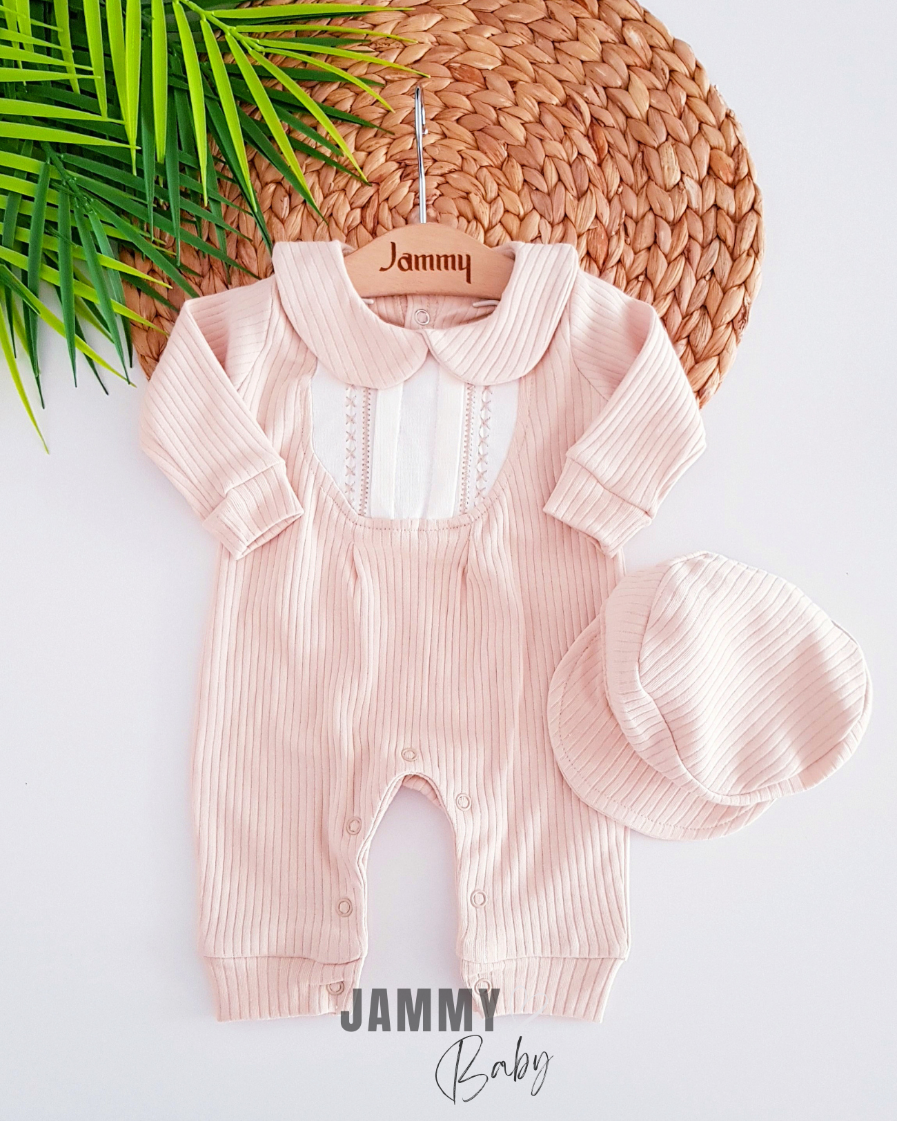 Klasik Zigzag Dikişli Tulum Takımı-KREM