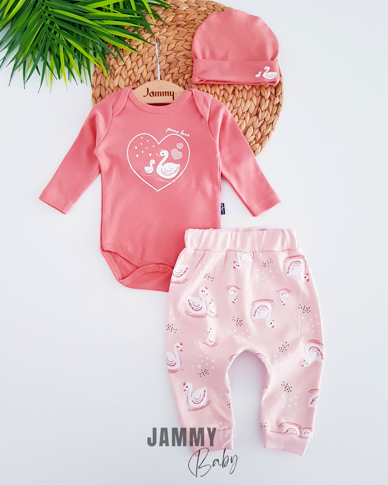 Swan Hat 3 Piece Set-PEACH