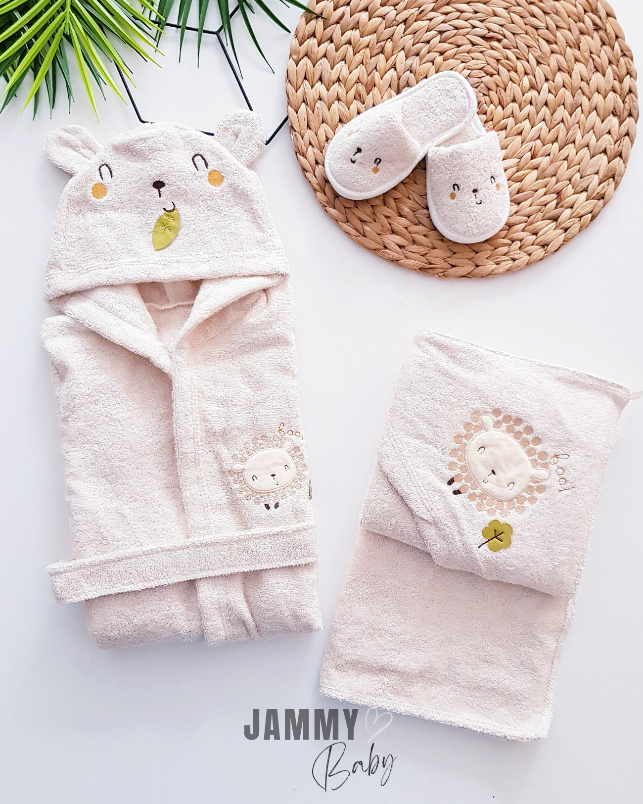 Kuzucuk Bamboe 3-delige Badjasset-BEIGE