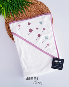 Tulip Embroidered Hooded Towel
