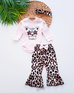 Leopard Cat Spanish Bandana Set-PINK
