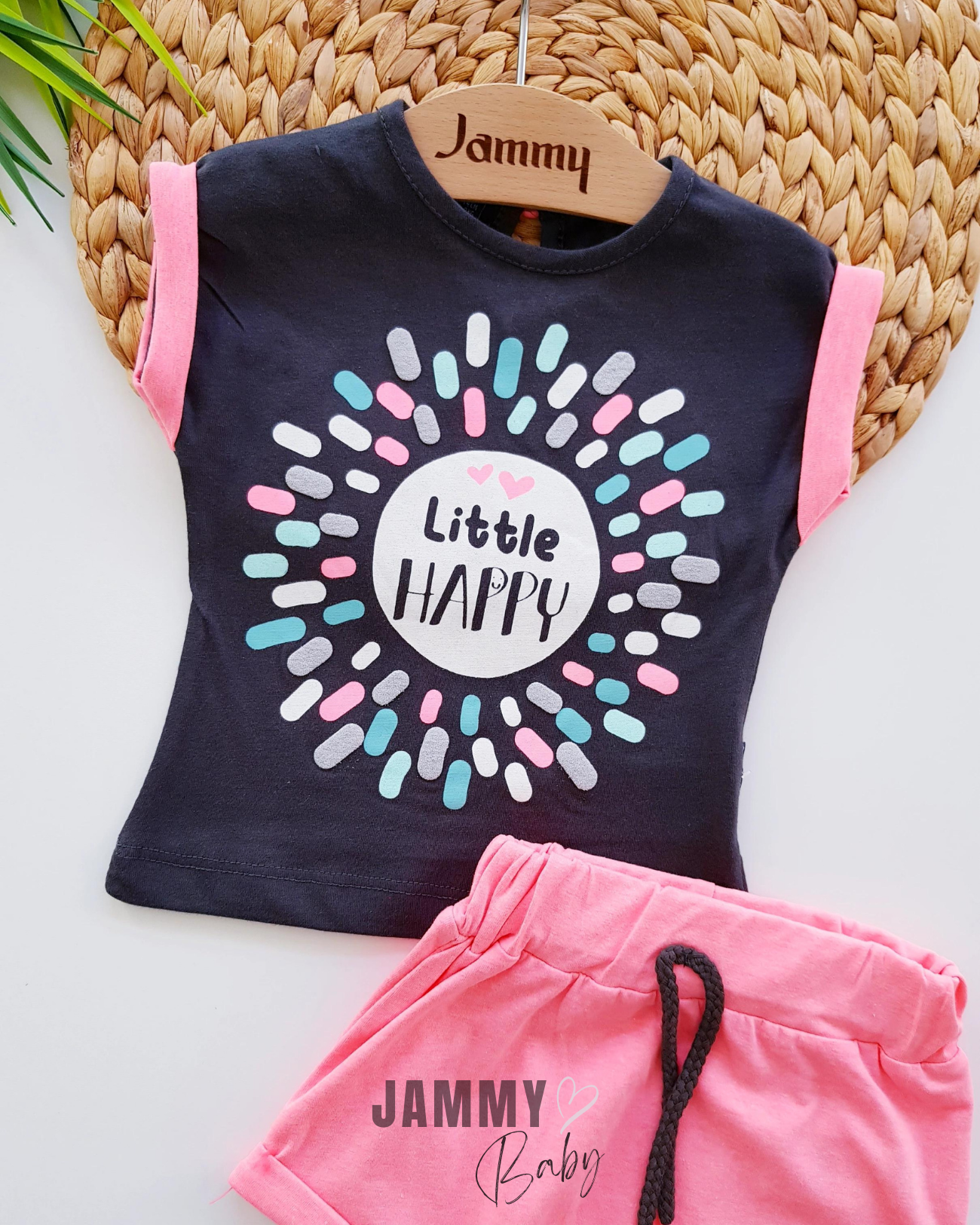 Little Happy 2 Parça Şortlu Takım-NEON PEMBE