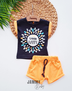 Little Happy 2-piece Set with Shorts-NEON ORANGE
