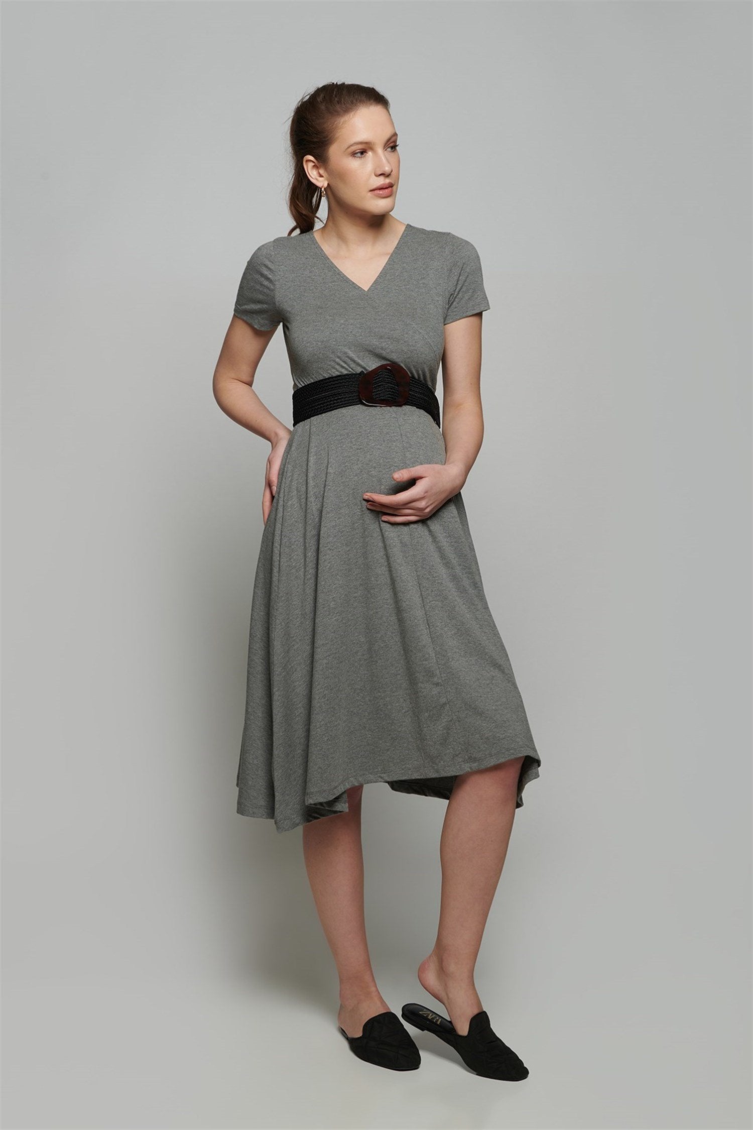 Loren Maternity Dress - ANTHRACITE