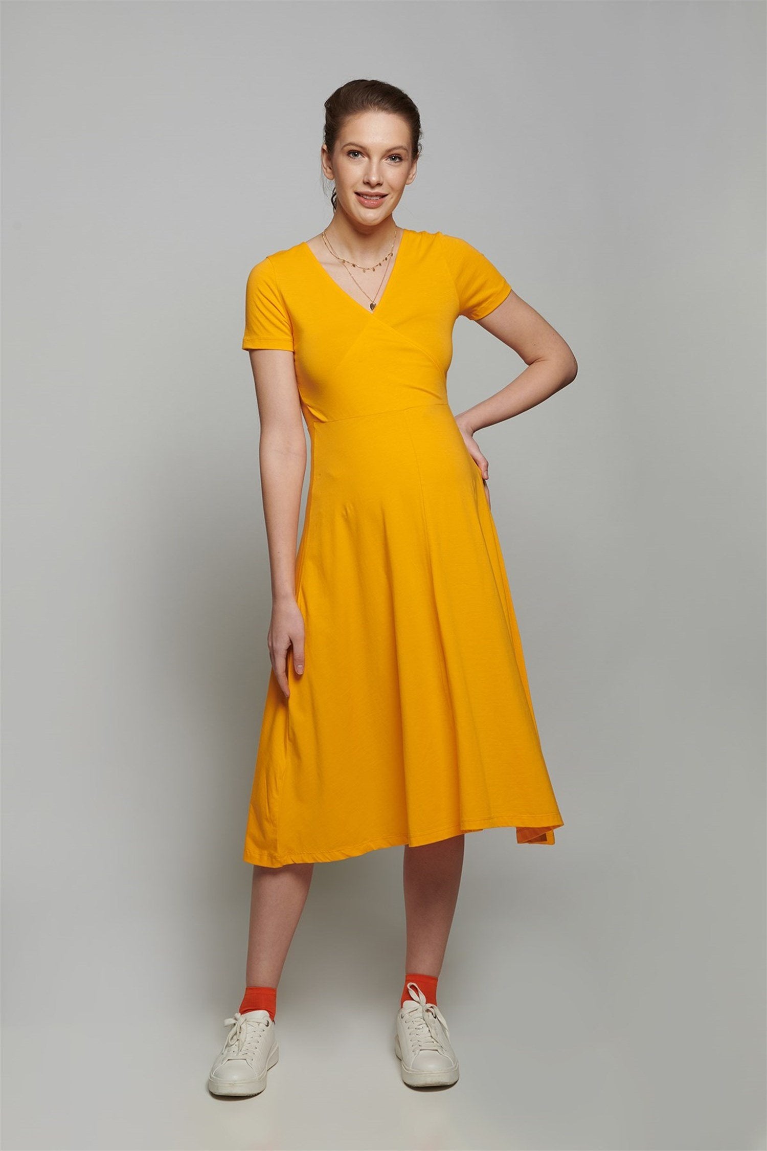 Loren Maternity Dress - ORANGE
