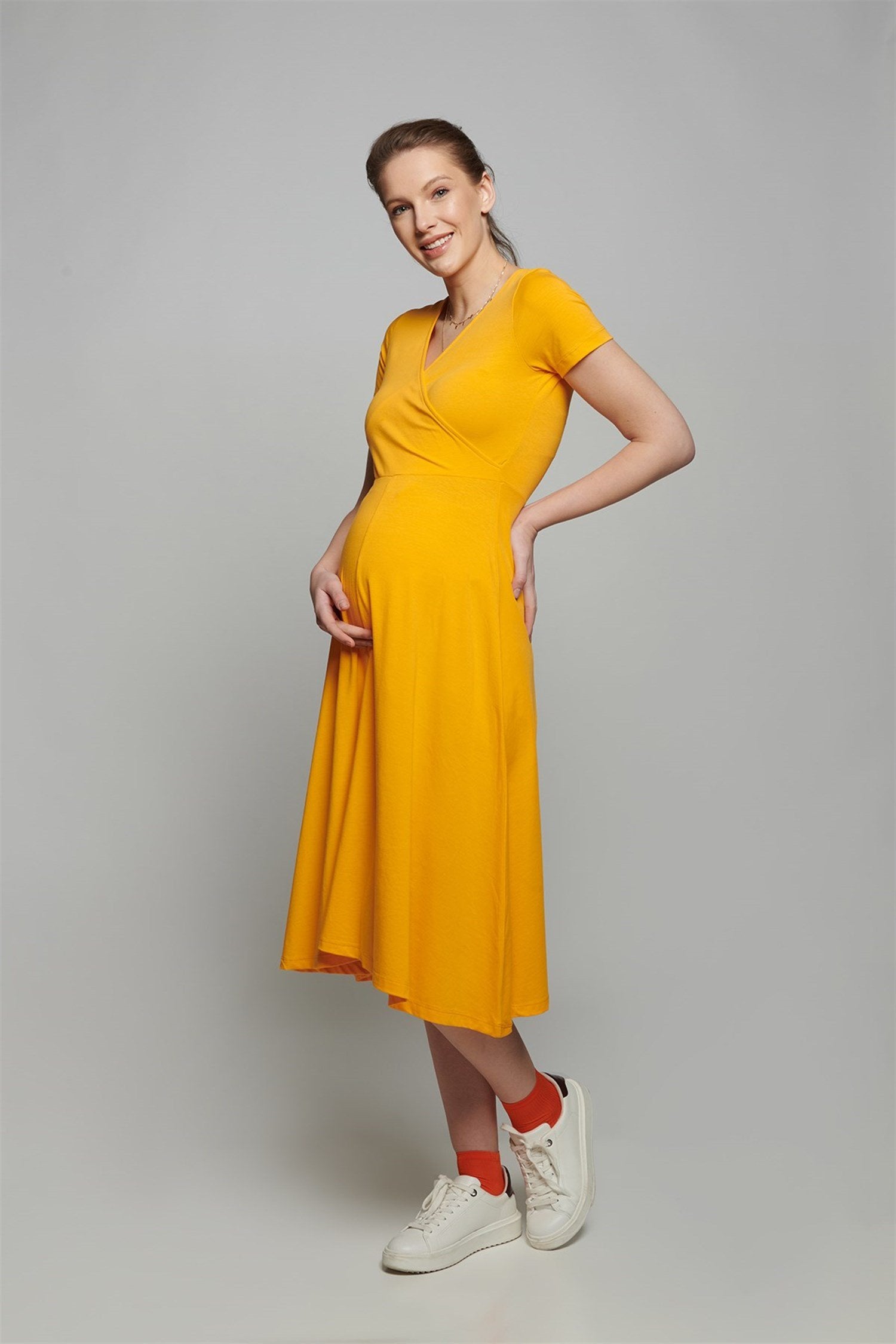 Loren Maternity Dress - ORANGE