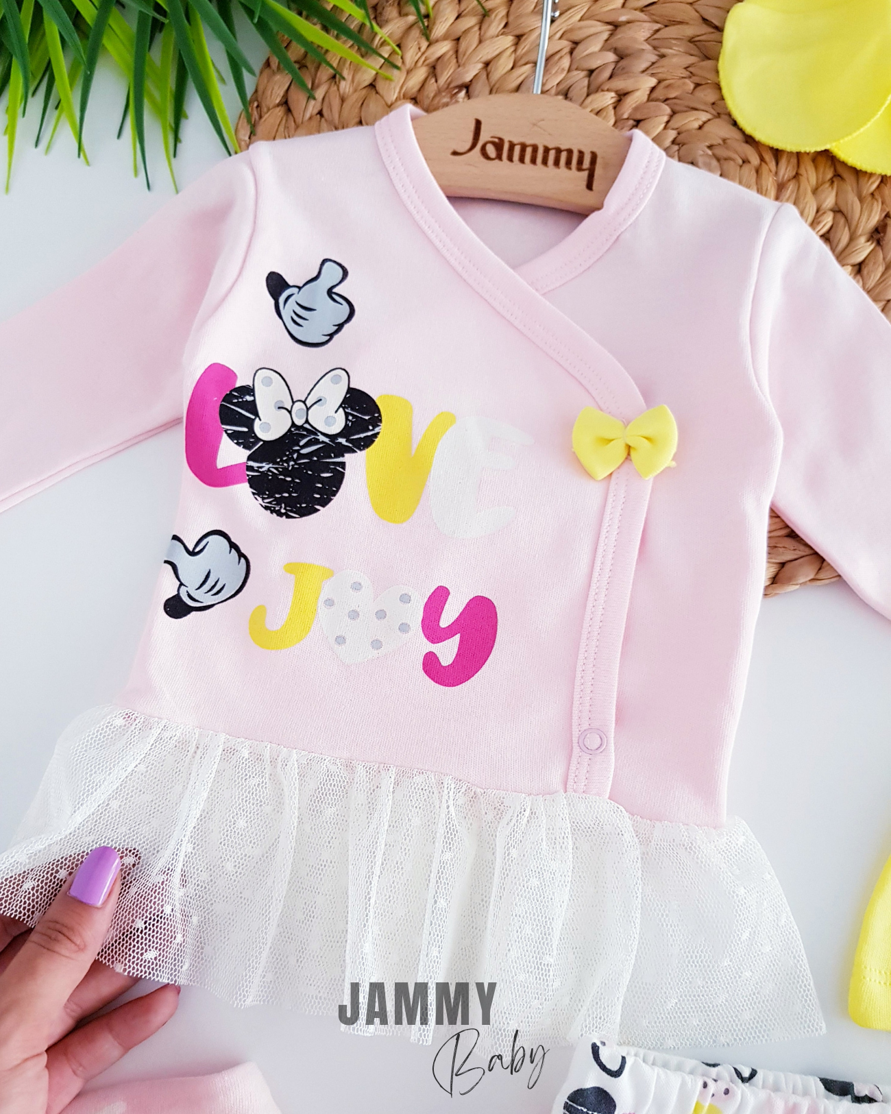 Love Joy Set of 5 Bodysuits with Bow Hat - PINK