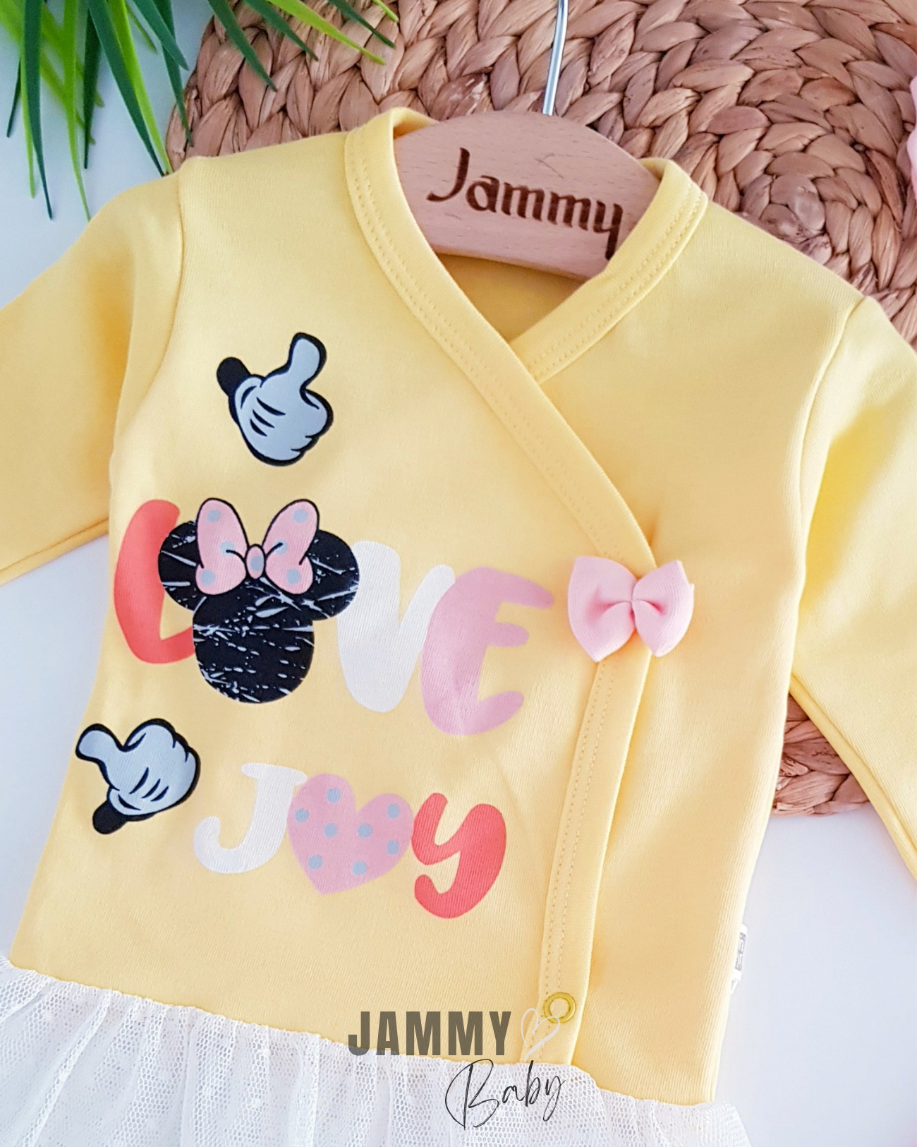 Love Joy Set of 5 Bodysuits with Bow Hat-YELLOW