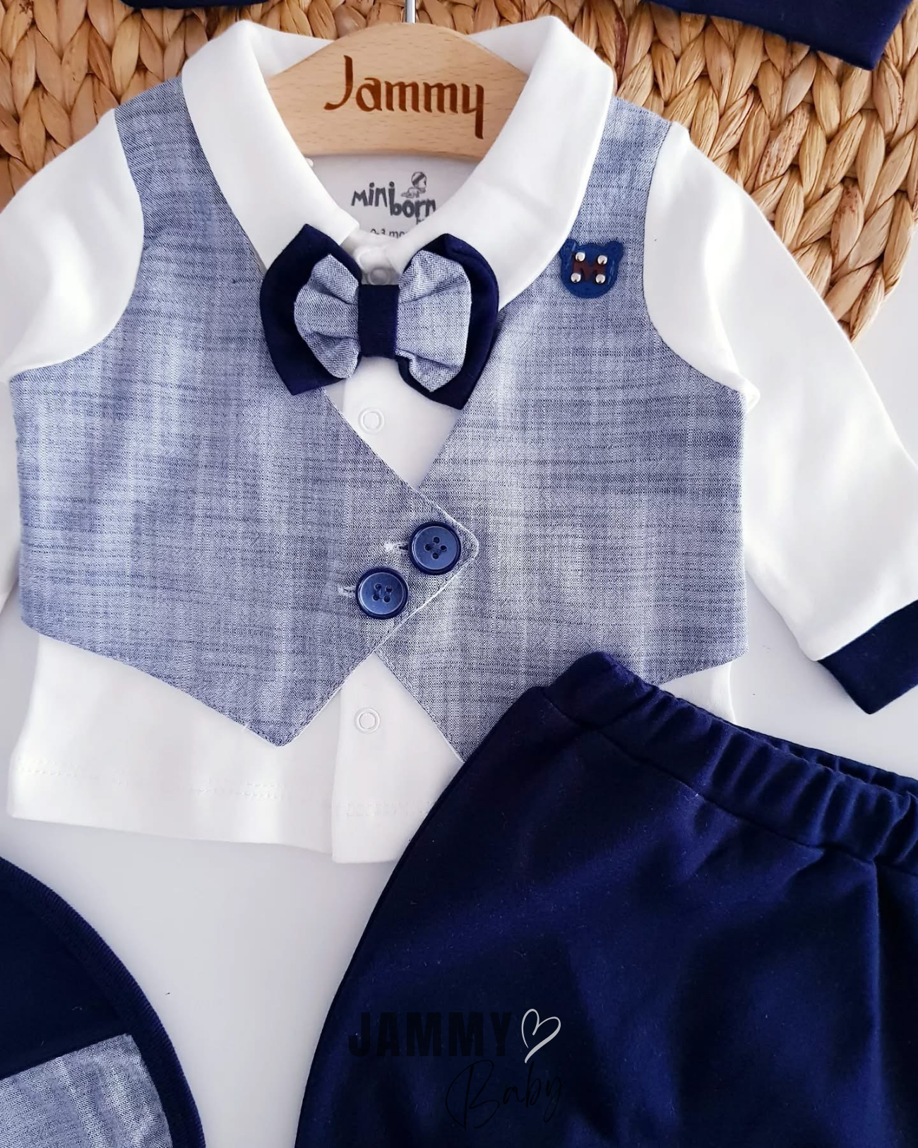 Lowell 5 Piece Newborn Set-NAVY BLUE