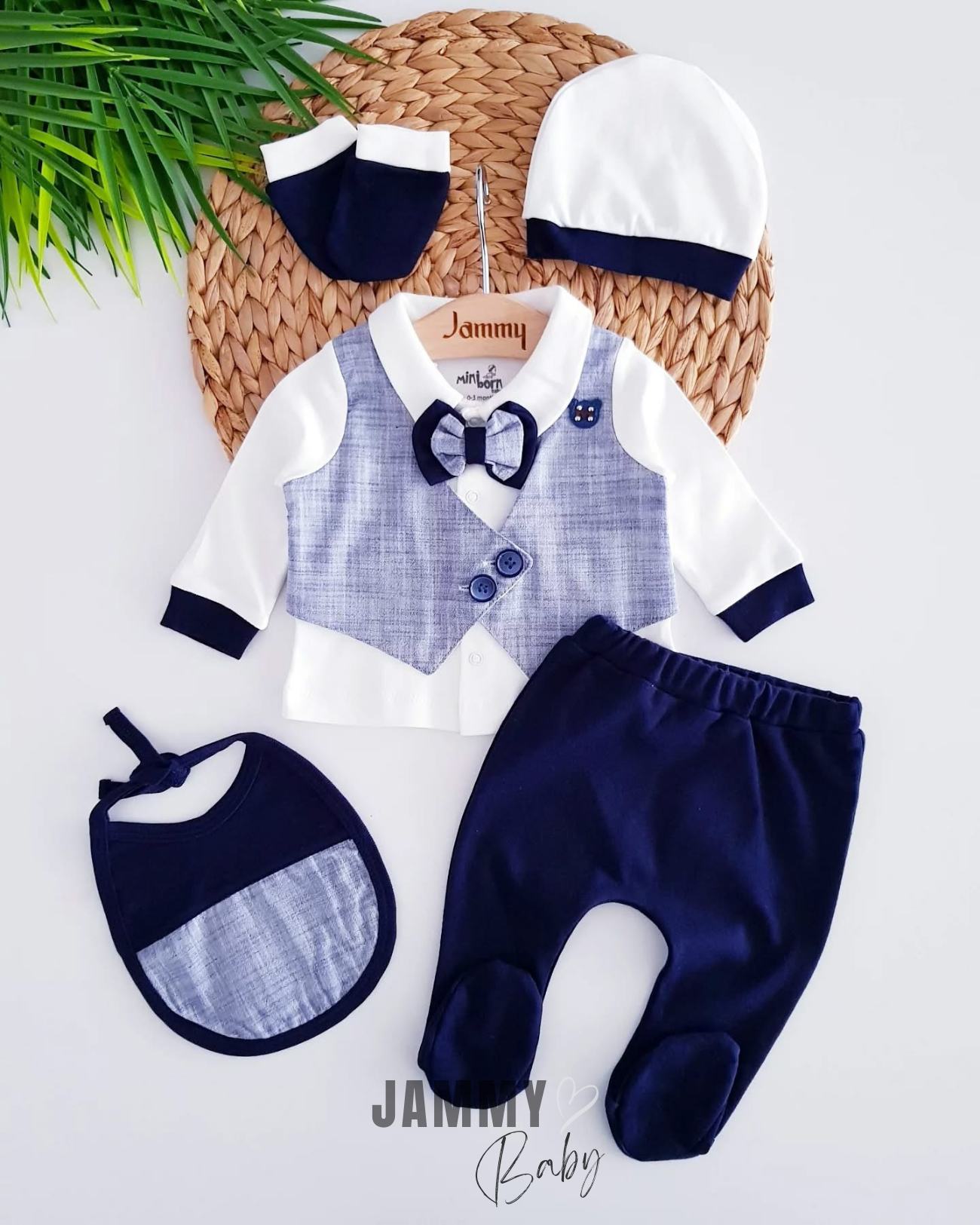 Lowell 5 Piece Newborn Set-NAVY BLUE
